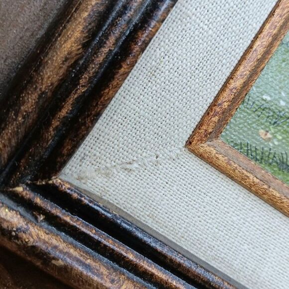 C. Carson Framed Oil Painting Hot Air Balloons Over Farm Scene Signed Picture - Picture 7 of 9